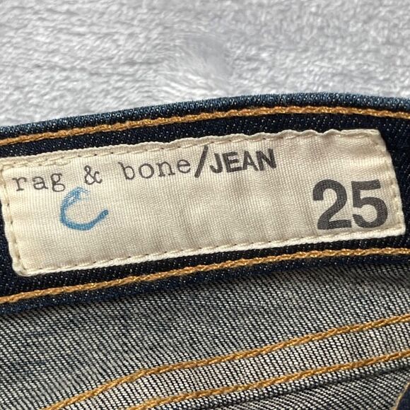 rag & bone Jeans Womens Size 25 Skinny Leg Dark Wash Distressed Ripped Low Rise - Picture 16 of 16